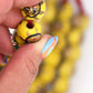 15mm Yellow Hand Painted Sun Wood Beads, 14 Beads