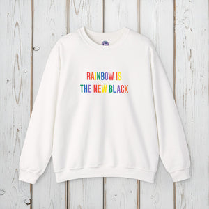 Bespattered Facade "Rainbow Is the New Black" Colorful Embroidered Crewneck Sweatshirt