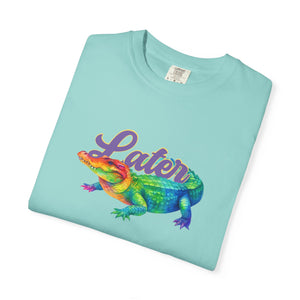 Bespattered Facade Colorful "Later Gator" Rainbow Alligator Premium Unisex Comfort Colors Garment Dyed 100% Cotton T-Shirt