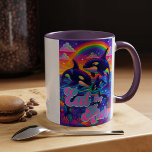 Bespattered Facade "Eat the Rich" Orcas Whimsical Rainbow Mug | Four Colors | 11oz or 15oz