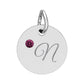 CUSTOM Birthstone Circle Charm — Personalized Initial Necklace Pendant
