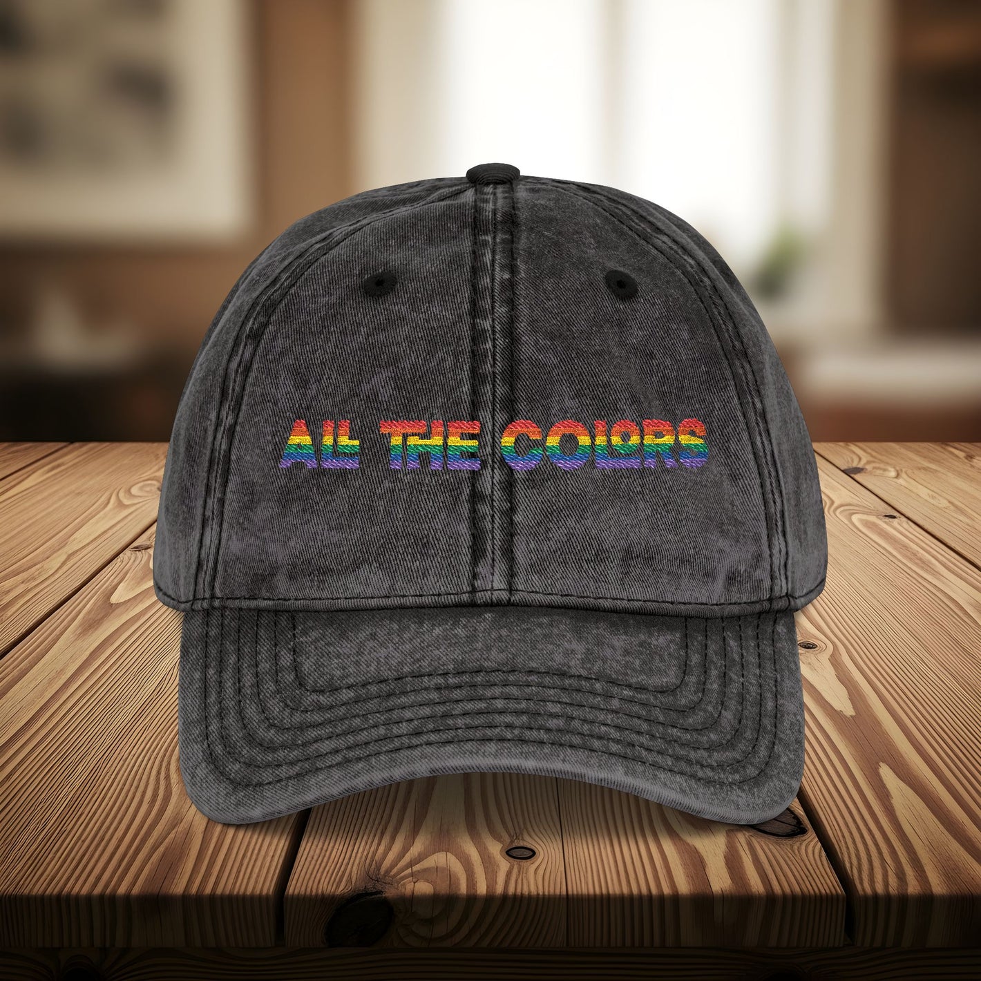 Bespattered Facade "All The Colors" Rainbow Embroidered Vintage Cap
