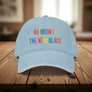 Bespattered Facade "Rainbow Is the New Black" Colorful Embroidered Denim Hat