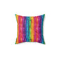 Bespattered Facade Rainbow Stripes Faux Suede Square Throw Pillow | 4 Sizes