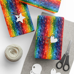 Bespattered Facade Rainbow Brushstrokes Wrapping Paper | Three Sizes | Glossy or Matte