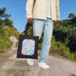 Bespattered Facade Rainbow "Self Improvement" Canvas Tote Bag Reusable Carryall