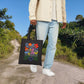 Bespattered Facade "Don't Tell Me to Smile" Floral Canvas Tote Bag Reusable Carryall