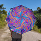 Bespattered Facade Trippy Rainbow Foldable Umbrella — Compact Semi-Automatic Rain Parasol