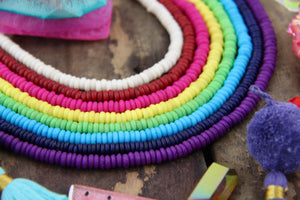 Bone Beads: Spacer Beads or Rondelle Bead Necklace, 5x2mm, Choose from 8 Colors, 240+