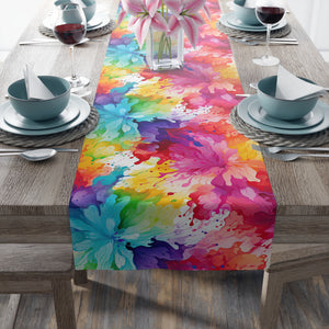 Bespattered Facade Rainbow Abstract Flowers Table Runner (2 sizes)