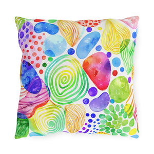 Bespattered Facade Rainbow Abstract UV-Resistant Outdoor Pillows | 4 Sizes