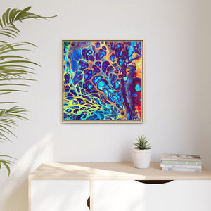 Bespattered Facade Fluid Art Abstract Painting Framed Canvas Art Print | 4 Frame Colors | Multiple Sizes
