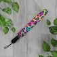 Bespattered Facade Candy Coated Neon Leopard Foldable Umbrella — Compact Semi-Automatic Rain Parasol