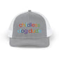 Childless Dog Dude Rainbow Embroidered Snapback Trucker Cap (10 Hat Colors)