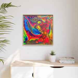 Bespattered Facade Fluid Art Abstract Painting Framed Canvas Art Print | 4 Frame Colors | Multiple Sizes