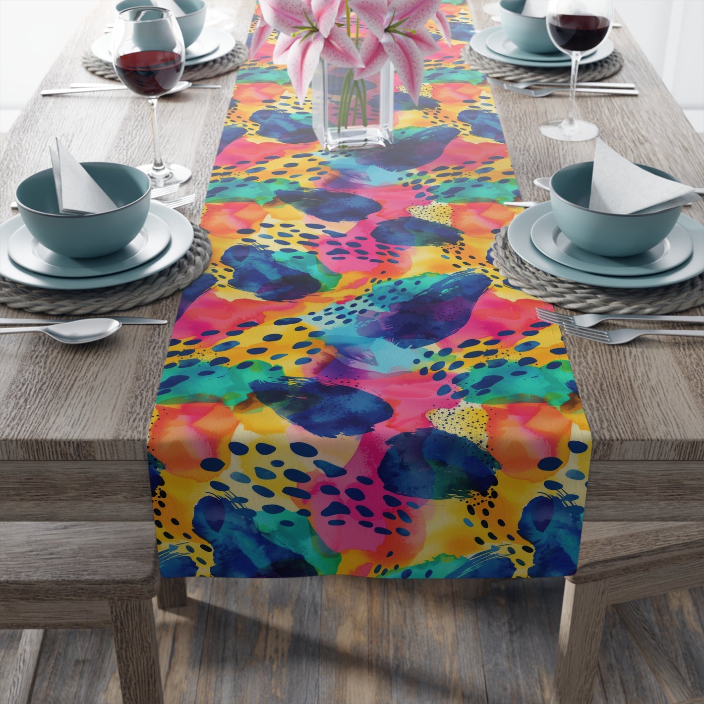 Bespattered Facade Colorful Abstract Table Runner (2 sizes)
