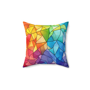 Bespattered Facade Rainbow Mosaic Faux Suede Square Throw Pillow | 4 Sizes