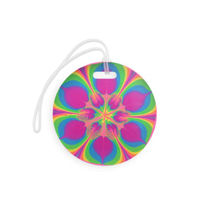Bespattered Facade Flower Power Round Luggage Tag