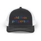 Childless Pet Person Rainbow Embroidered Snapback Trucker Cap (10 Hat Colors)