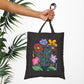 Bespattered Facade "Trying to Have a Nice Day..." Floral Canvas Tote Bag Reusable Carryall