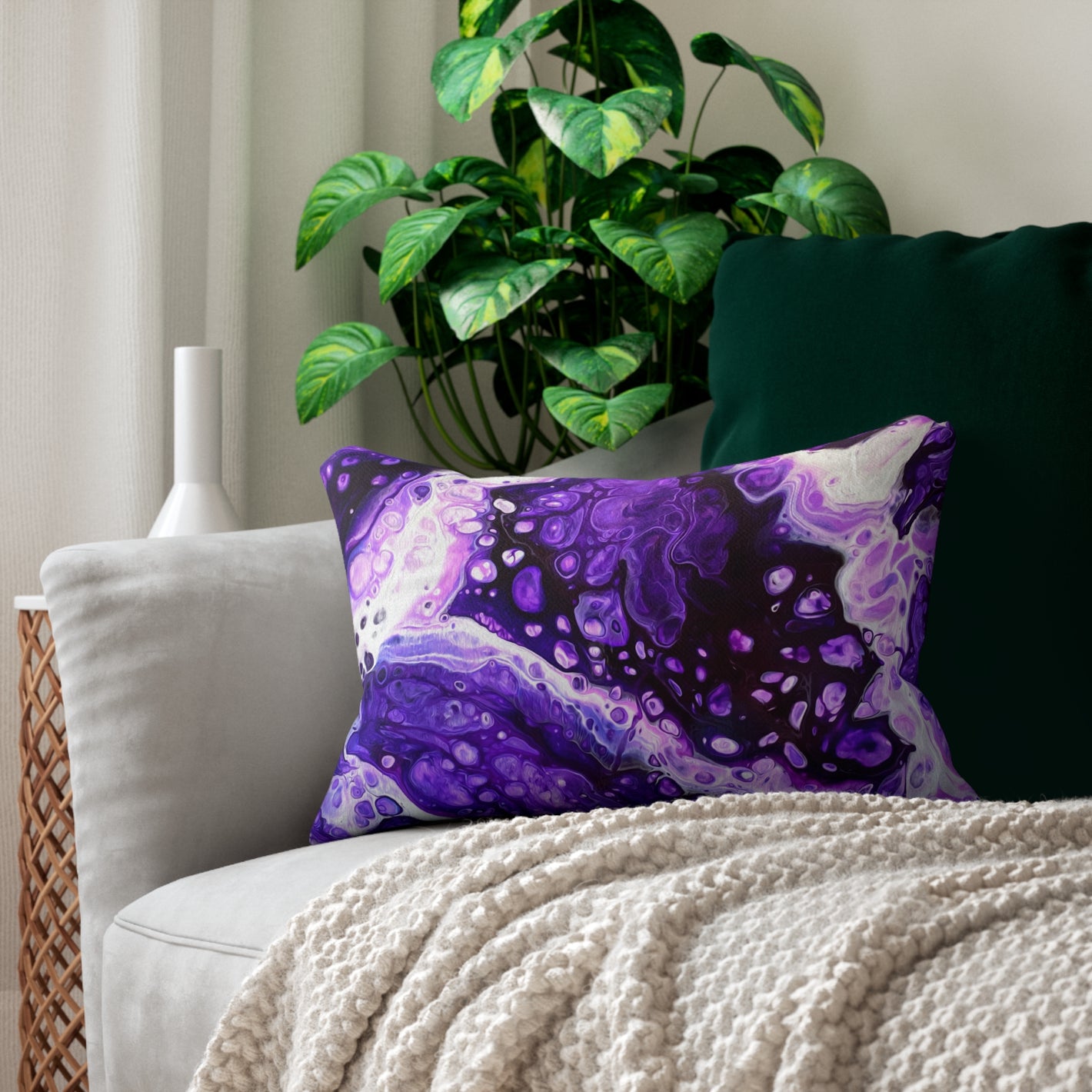 Bespattered Facade Purple Haze Lumbar Throw Pillow