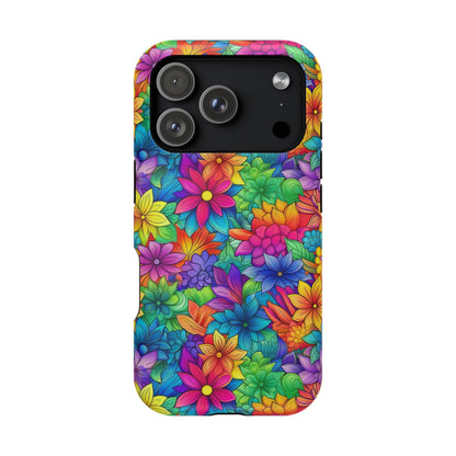 Bespattered Facade Bright Rainbow Flowers Impact-Resistant Case