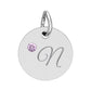 CUSTOM Birthstone Circle Charm — Personalized Initial Necklace Pendant