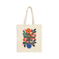 Bespattered Facade Rainbow "Sensitive Little Menace" Floral Canvas Tote Bag Reusable Carryall