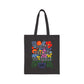 Bespattered Facade "Don't Tell Me to Smile" Floral Canvas Tote Bag Reusable Carryall