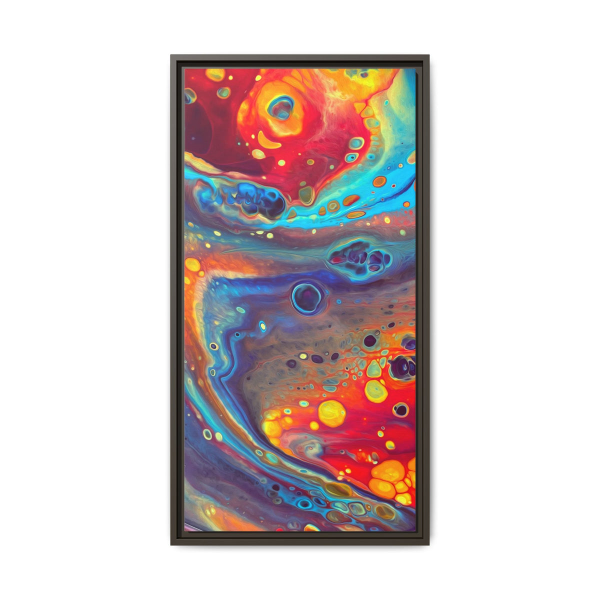 Bespattered Facade Fluid Art Abstract Painting Framed Canvas Art Print | 4 Frame Colors | Multiple Sizes