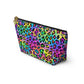 Bespattered Facade Candy Coated Neon Leopard Accessory Pouch With T-Bottom | 2 Sizes