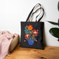 Bespattered Facade Rainbow "Sensitive Little Menace" Floral Canvas Tote Bag Reusable Carryall