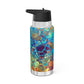 Bespattered Facade Intergalactic Rainbow Insulated Gator Flip-Top Stainless-Steel Tumbler 32oz