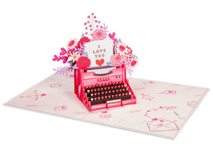 Love Typewriter Pop Up Card - 5" x 7"
