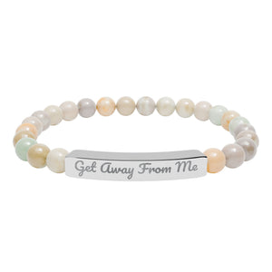 CUSTOM Engraved Natural Stone Bar Bracelet — Personalized Stretch Beaded Gemstone Bracelet