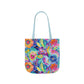 Bespattered Facade Colorful Flowers Canvas Tote Bag | 3 Sizes and 5 Strap Colors