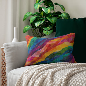 Bespattered Facade Rainbow Quilt Lumbar Throw Pillow