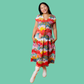 Knit Midi Dress in Mint & Strawberry Meadow