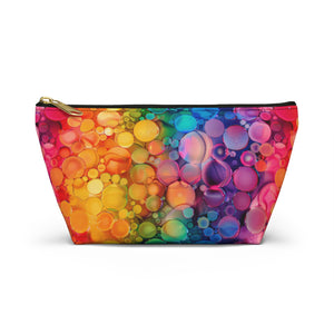 Bespattered Facade Rainbow Ink Dots Accessory Pouch With T-Bottom | 2 Sizes