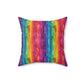 Bespattered Facade Rainbow Stripes Faux Suede Square Throw Pillow | 4 Sizes