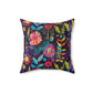 Bespattered Facade Colorful Flowers Faux Suede Square Throw Pillow | 4 Sizes