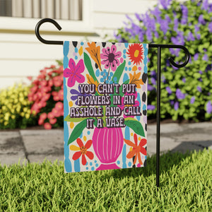 Bespattered Facade Flower Vase Floral Garden Flag