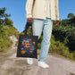 Bespattered Facade "Time for Women to Rule the World" Floral Canvas Tote Bag Reusable Carryall