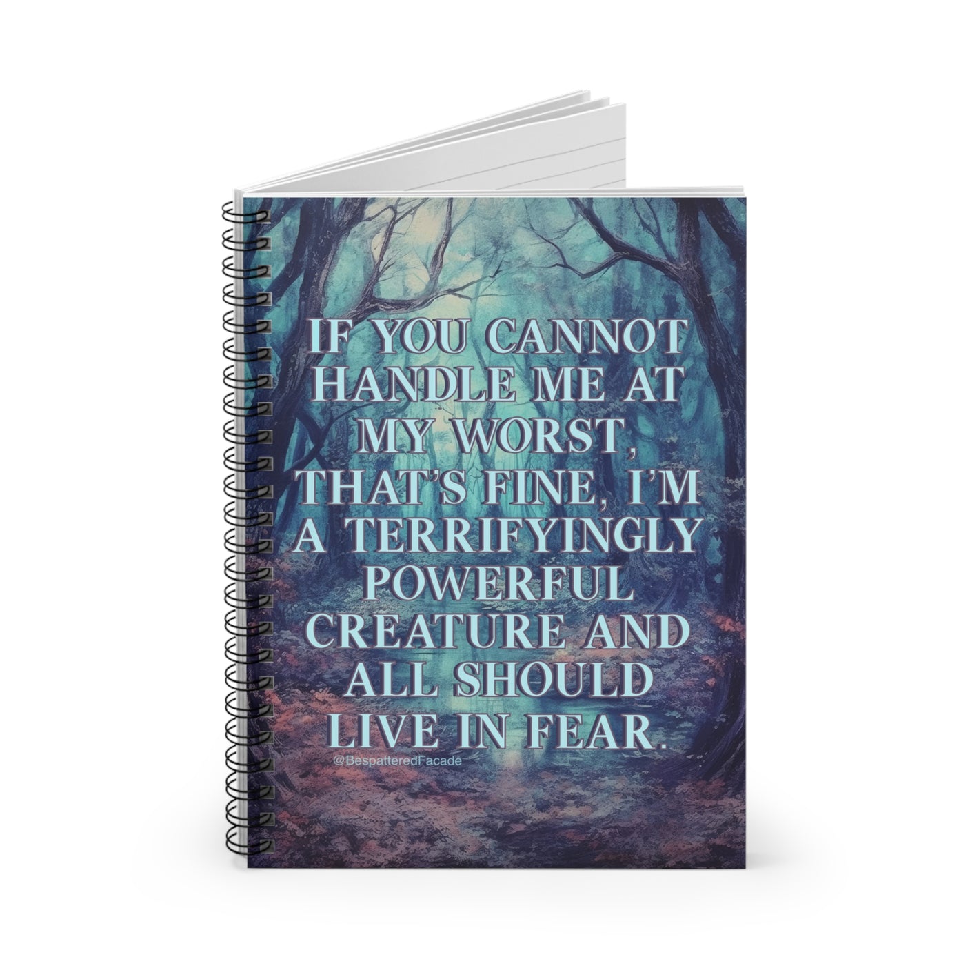 Bespattered Facade Rainbow "Terrifyingly Powerful" Spiral Notebook - Lined Pages