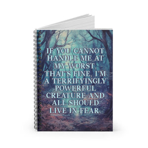 Bespattered Facade Rainbow "Terrifyingly Powerful" Spiral Notebook - Lined Pages