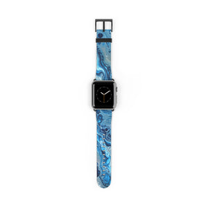 Bespattered Facade Blue Marble Faux-Leather Smart Watch Band