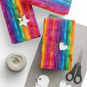 Bespattered Facade Rainbow Stripes Wrapping Paper | Three Sizes | Glossy or Matte