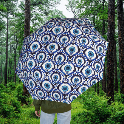 Evil Eye Foldable Umbrella — Compact Semi-Automatic Rain Parasol