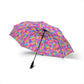 Rainbow Hearts Foldable Umbrella — Compact Semi-Automatic Rain Parasol