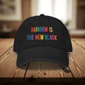 Bespattered Facade "Rainbow Is the New Black" Colorful Embroidered Denim Hat